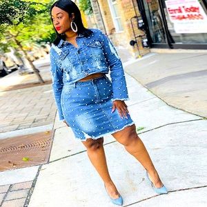 Jean 2pc skirt set